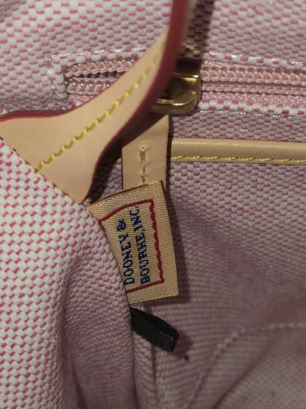 Dooney & Bourke Janine Black Satchel with Tan Trim